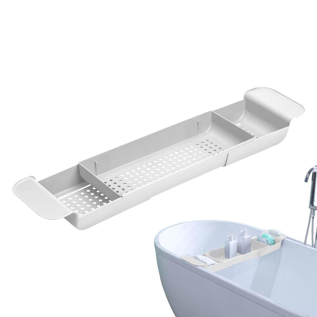 Estante para Bañera Extensible Bandeja para Bañera de Baño Organizador de Ducha Estante para Bañera Portarrollos de Papel Higiénico Organizador de Almacenamiento Accesorios