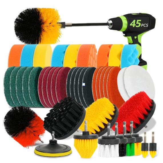 45-Piece Electric Drill Cleaning Brush Set for Car, Kitchen, Bathroom, Floor & Home Use