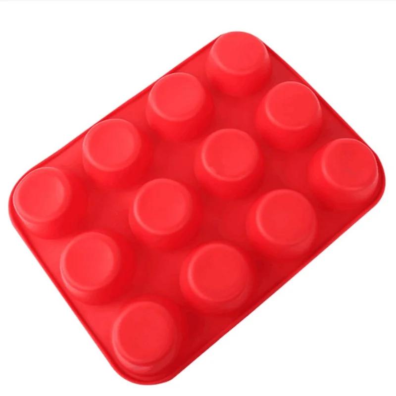 Silicone Muffin Pan 12 Cups Cupcake Tray Non-Stick Silicone Baking Molds For Making Muffin Cakes Cupcake Chocolate Bread Tart