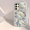For Samsung Galaxy S25 S24 S23 S22 S21 FE Ultra Plus 5G White Lotus Floral Vortex Pattern Phone Case Back Anti-drop Bumper Cover