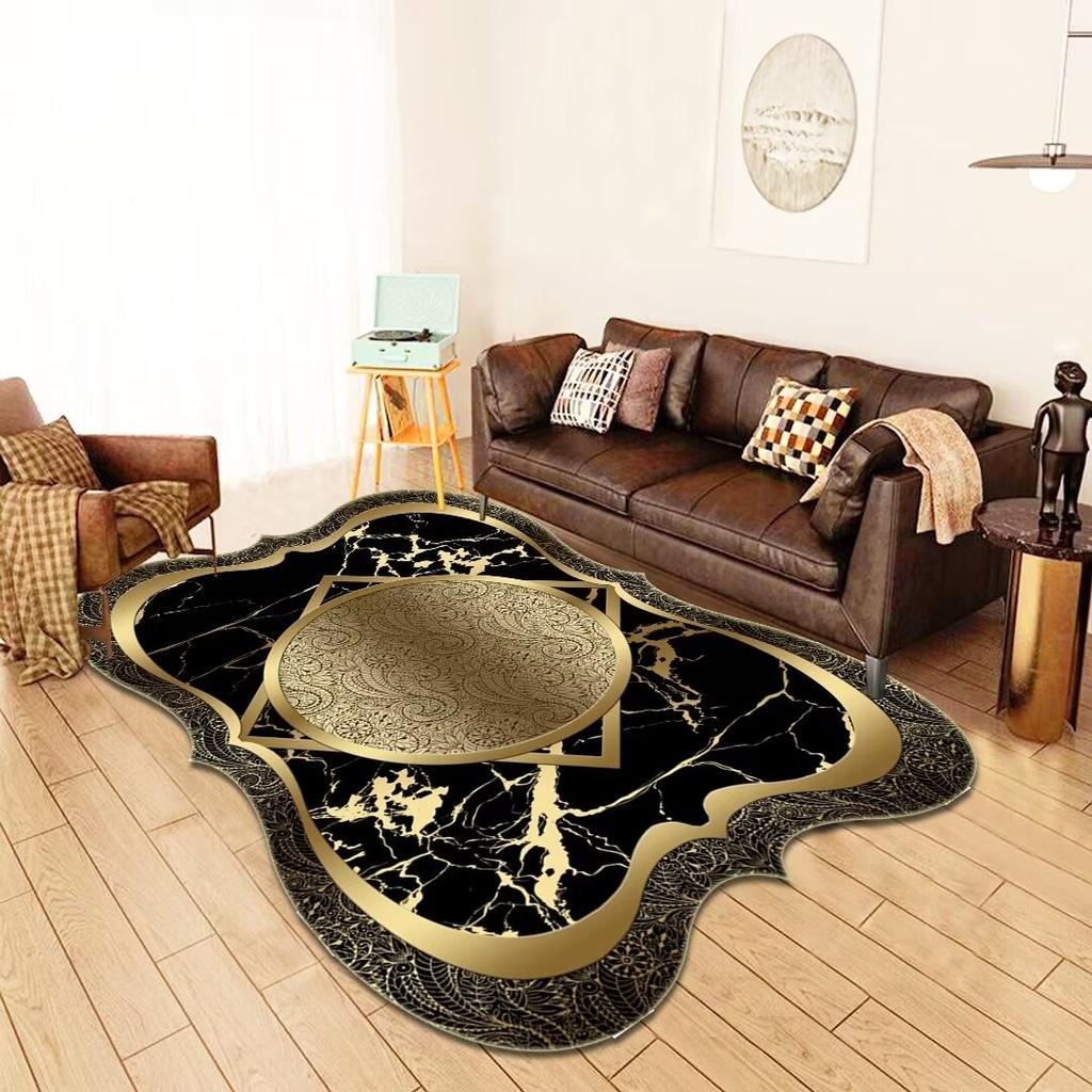 Luxury Golden Sofa Living Room Carpet Irregular High-End Home Decoration For Bedroom Carpet Kitchen Entrance Rug Tables Foot Mat
