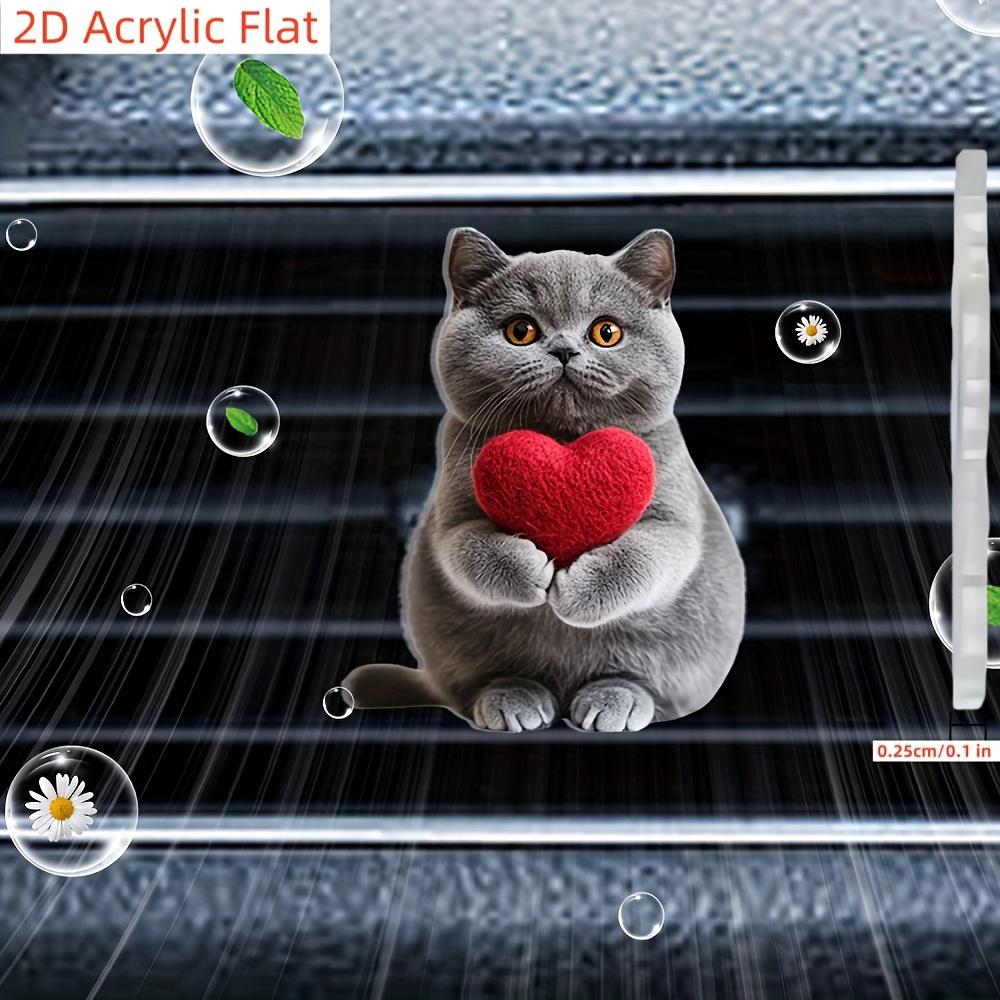 2D Acrylic Flat Cat Design Automobile Air Freshener Odorless Automobile Aromatherapy Diffuser, Decorative Car Interior Design Accessories