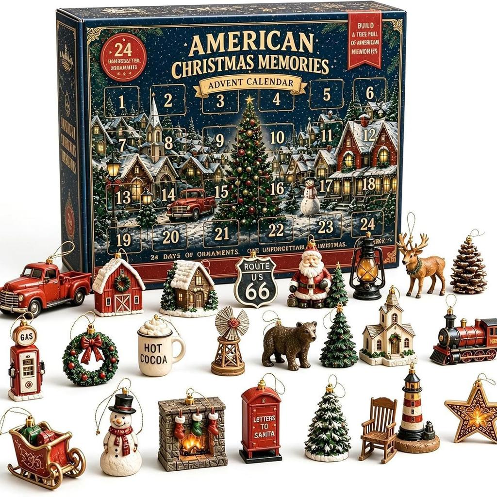 24-Day Mini Christmas Brick Ornament Advent Calendar,Unique Designs, Buildable Bricks, Hanging Loops Included, Holiday Countdown