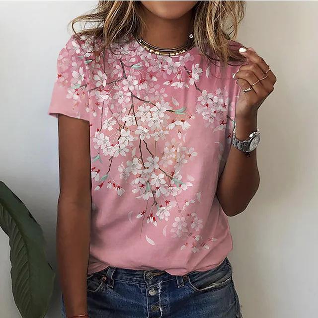 Women's short sleeved round neck regular top fashion creative 3D digital printing new women's clothing 3175 EMA