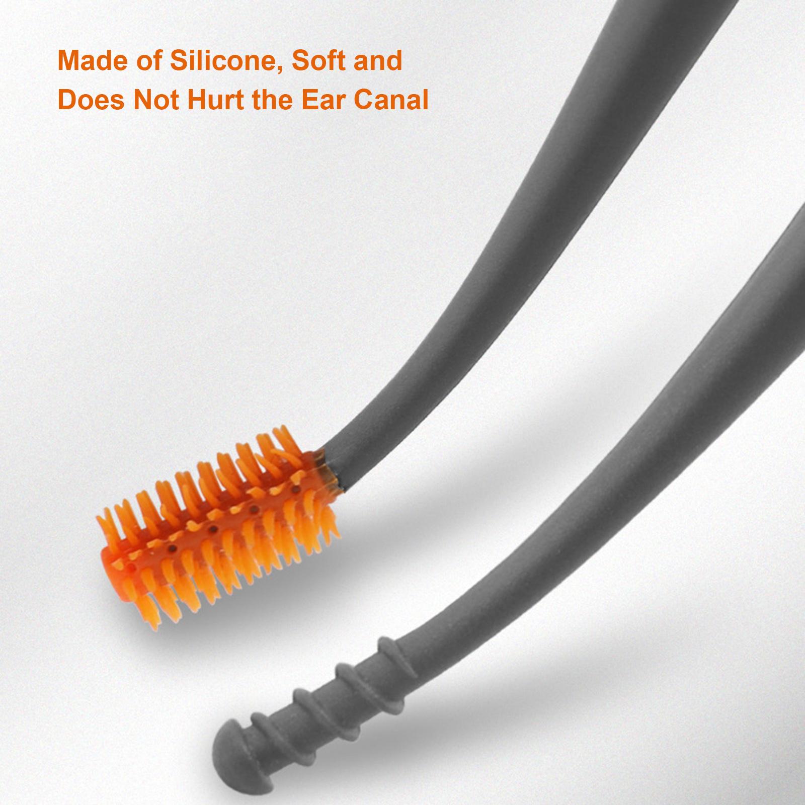 

2PCS Silicone Ear Pick Double Head Ear Cleaner 360 degrees Spiral Swab Ear Wax Removal Tool Ear Cleaning Sticks серый