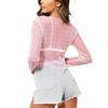 "Diamond Pearl Mesh Long Sleeve Top"