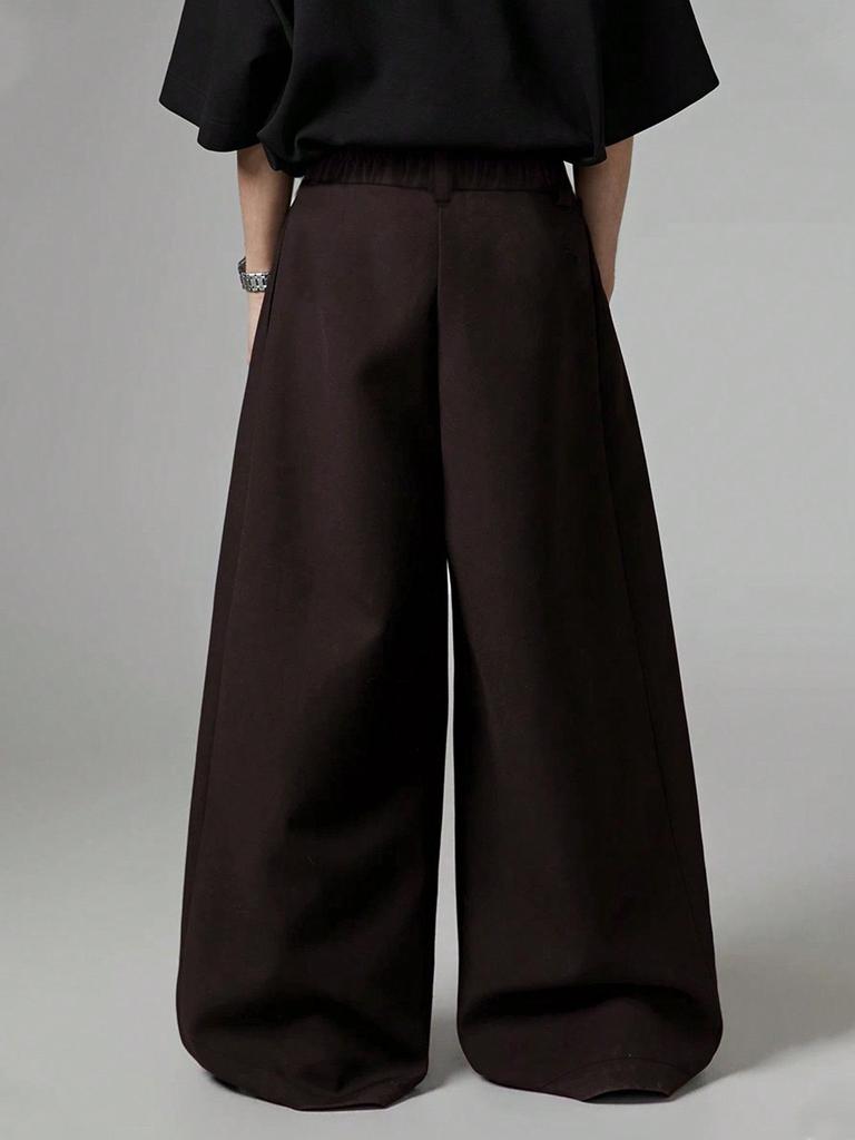 Men's Loose Fit Solid Color Pleated Pants with Pockets – Cross-Border European and American Style