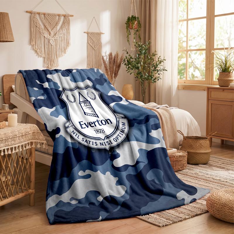 Everton Football Print Flannel Blanket Soft Warm Sofa Bed Throw Blanket For Home Office Bedroom