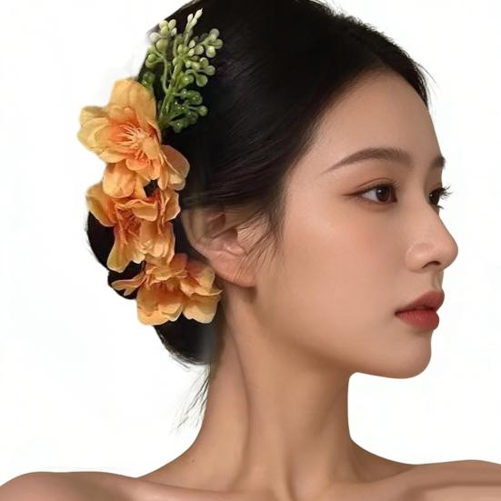 Hairpin 3D Artificial Flower Decor Hair Comb Easy To Wear Broken Hair Fixer Outdoor Travel Hair Stick Hair