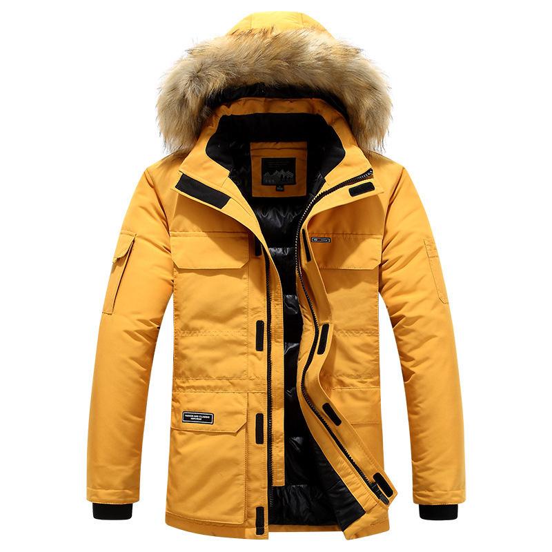 Winter Men Fur Hooded Parkas Man Snow Mountain Ski Thermal Coats Men -30 Degree Thicken Warm Down Padded Jackets Clothing