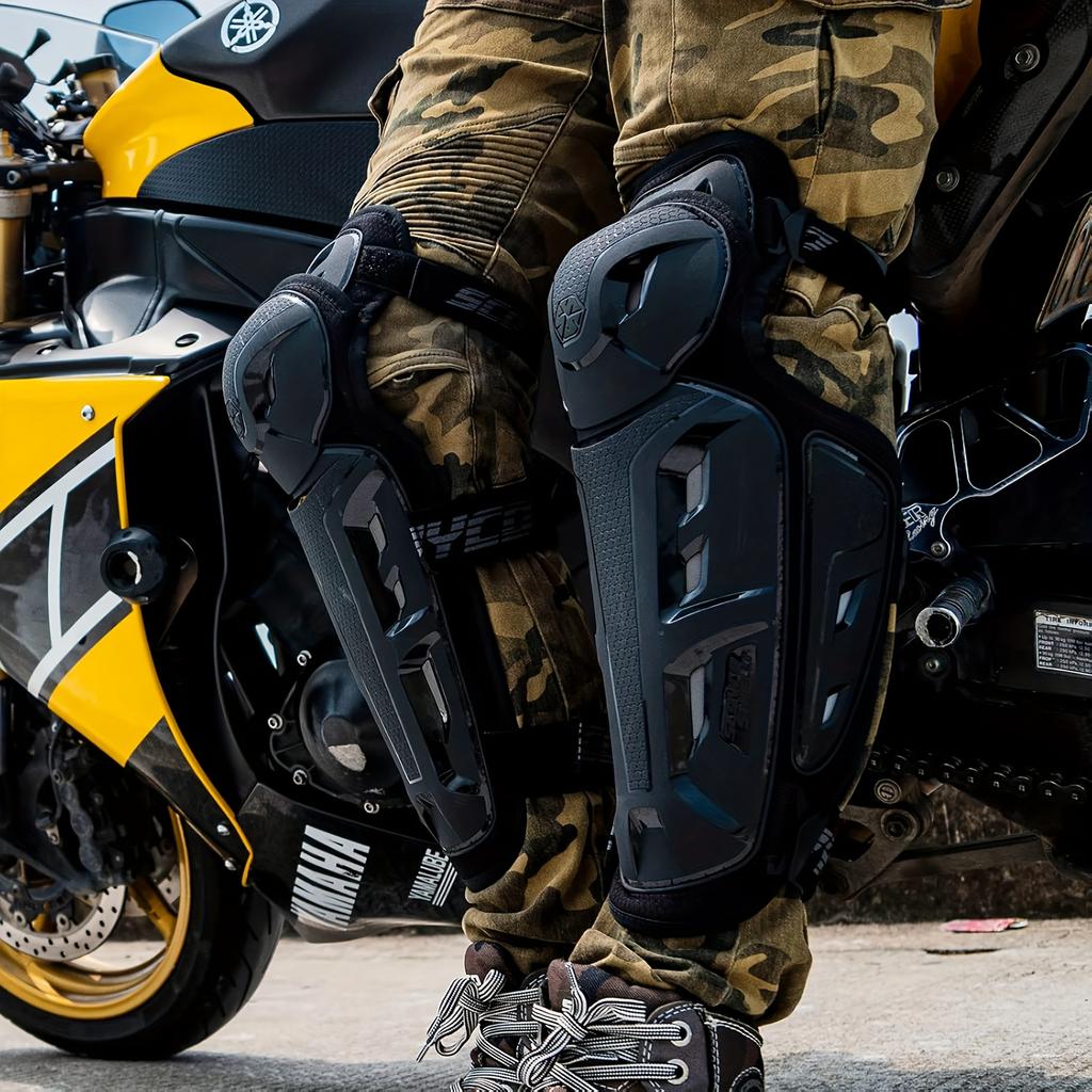 SCOYCO Motorcycle Knee Pads Motorbike Protection Anti-fall Shin Guard Pads Adjustable Motocross Riding Protective Gear Kneepad