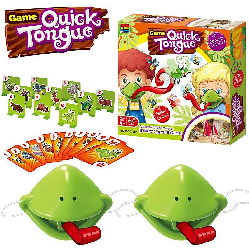 

Frogs Tongue Out Gags Take Card Tongue Tic-Tac Chameleon Playful Kids Table Board Game For Family Party Lick Cards Contest Plaything Set