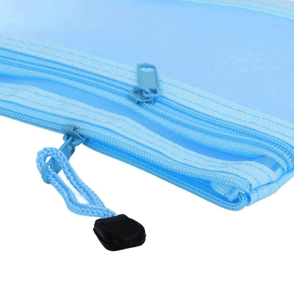 10pcs Blue/Pink/Black/White/Grey Mesh Zipper Pouch Double Layer File Pouch for A6 Paper  Home