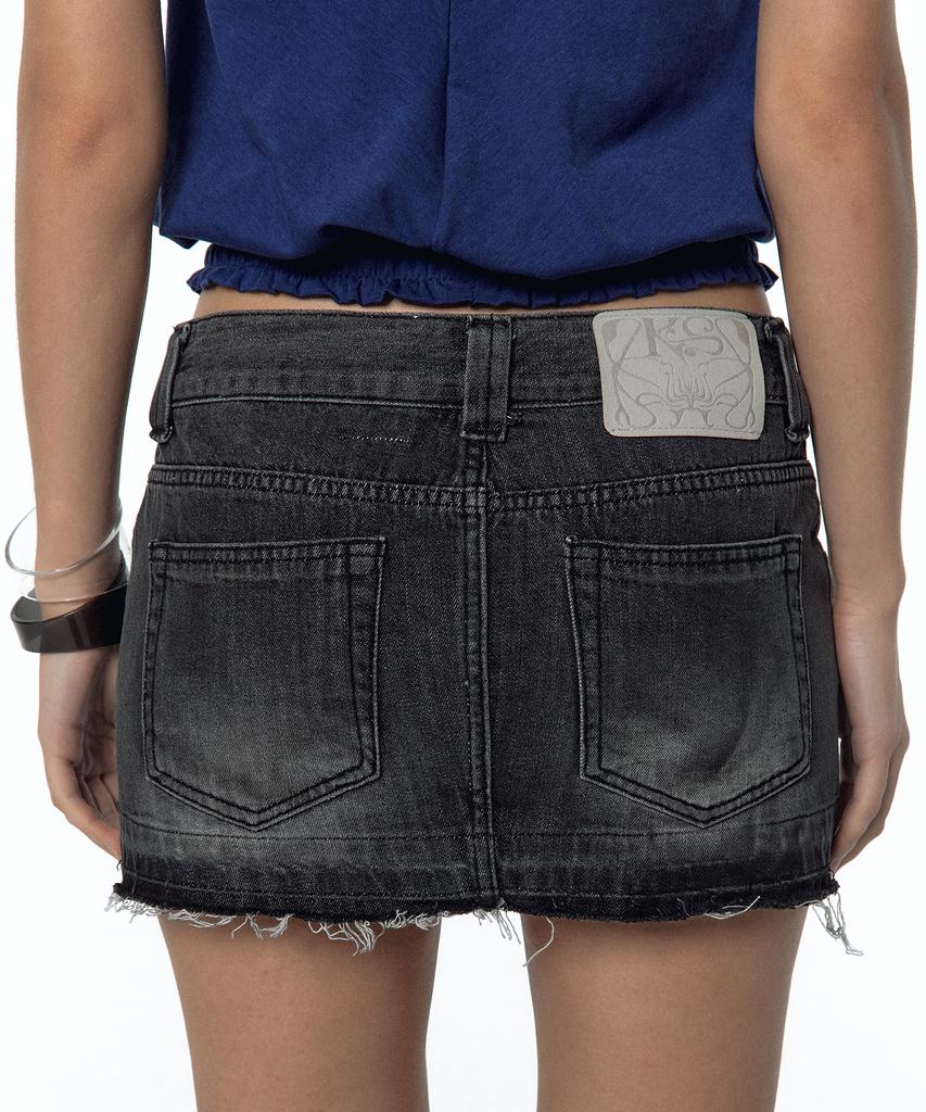 Kasiko Split Pocket Denim Skirt Black