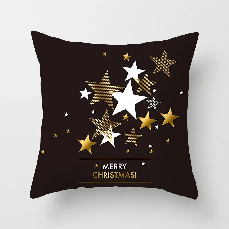 Christmas decoration cushion cover black gold elk print pillowcase sofa ornaments bedroom room home  holiday gift