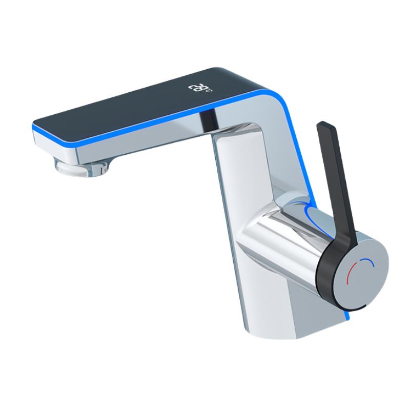 

Высококачественный дисплей температуры для раковины, светодиодный кран со светодиодной подсветкой, 2 режима, распылитель горячей и холодной воды, смеситель для раковины, одно отверстие для ванной комнаты include 60cm hose