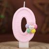 Five-color Flower Number Birthday Candle Pink Cake Decoration Birthday Handmade Candle 0-9