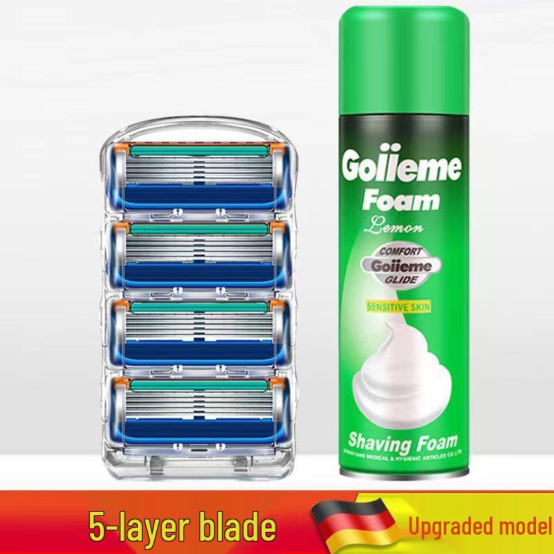 Traditional German Five-Blade Razor for Men - Manual Shaver, Old-Fashioned Beard Razor