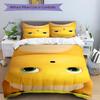 Yellow Cartoon Character Face Print 3Pcs Bedding Set,Duvet Cover with 2 Bedro,Pillowcase Home Birthday Gift