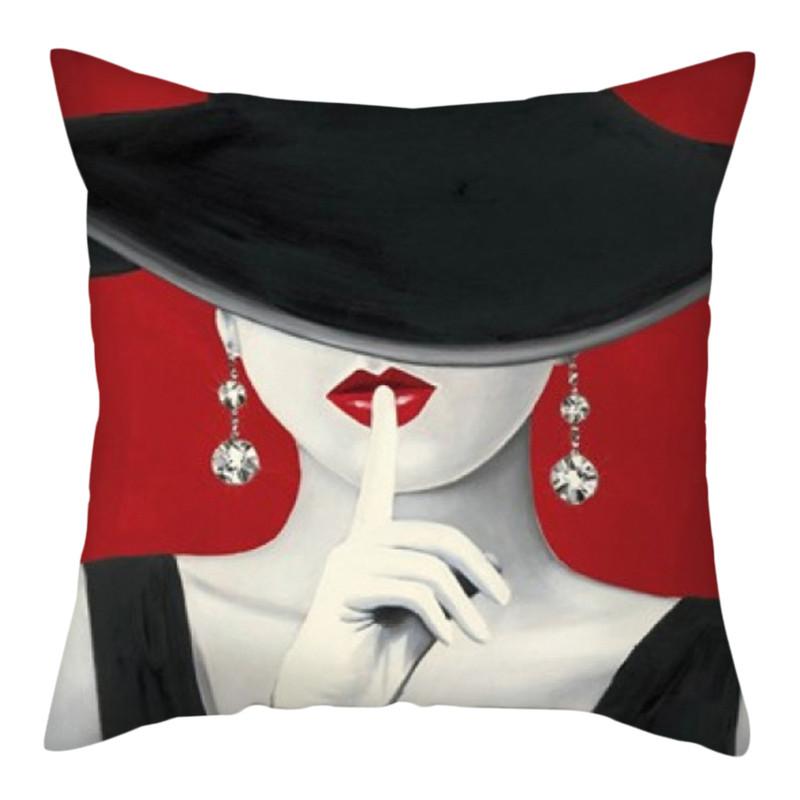 Наволочка для домашнего декора Гостиная Элегантная женская наволочка для дивана с узором Красный Черный Чехол для подушки Домашний декор 45x45cm 579₽
