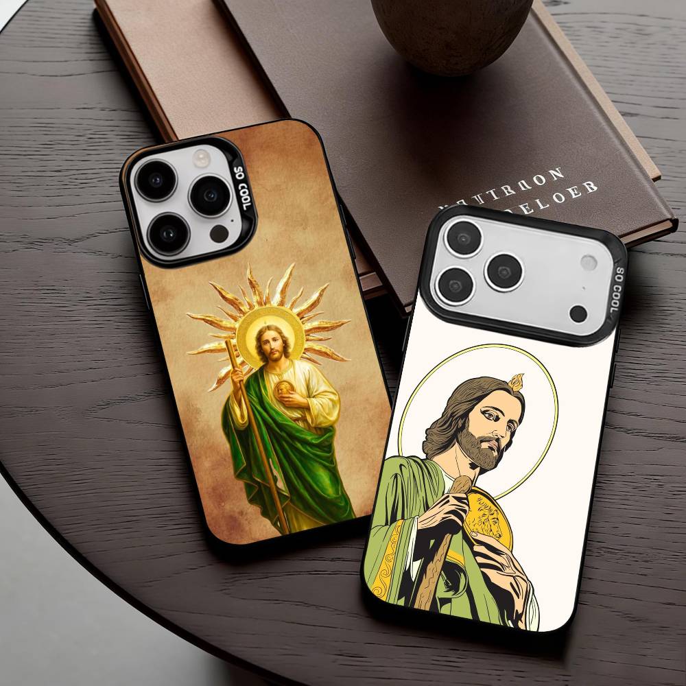 S-San-N J-Judas T-Tadeo-O ART Phone Case For iPhone17,16,15,14,13,12,11 Plus,Pro Max Black Candy Silver Plated Cover