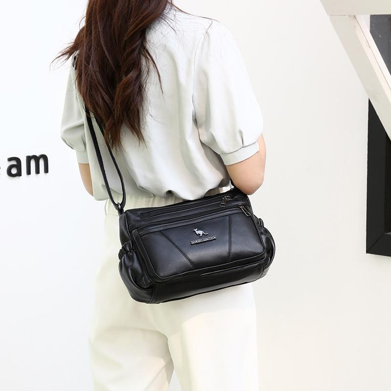 Soft Leather Women's Bag Simple and Versatile 2025 Spring New Middle-aged Mother Bag Large Capacity Multi-layer Shoulder Messenger Bag Women