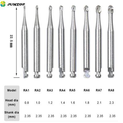 5 sztuk/pudło dentystyczne wiertła z węglika wolframu niska prędkość okrągła seria RA do laboratorium dentystycznego lub kliniki średnica chwytu 2.35mm Dentsit