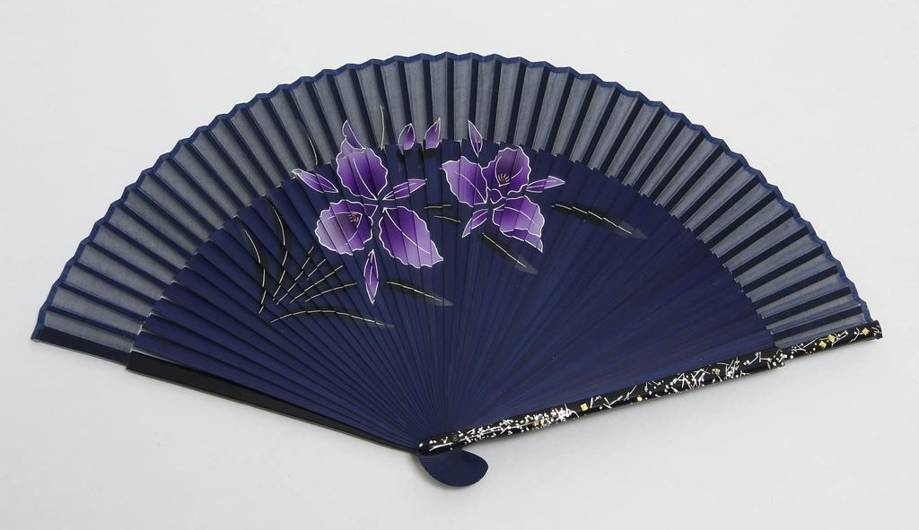 Faltfächer für mit Fächeretui und Präsentationsbox [Hasegawa] Damen im Kyoto-Stil, (Cattleya, Marine)