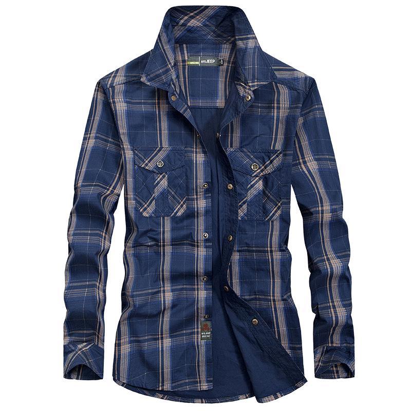 

Чоловіча робоча сорочка у військовому стилі з бавовни 2024 року: Легка куртка з довгим рукавом, великий розмір, весняно-осіння L королівський синій колір