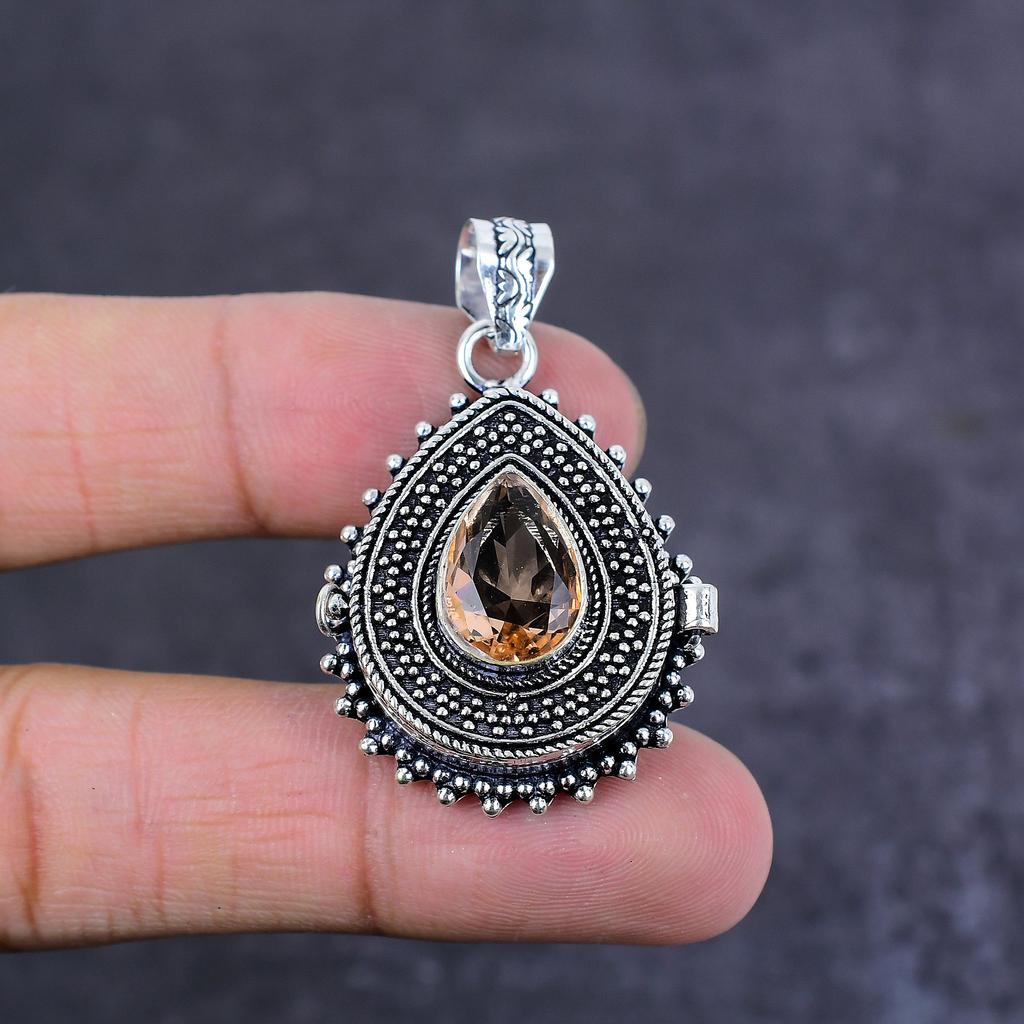 Morganite Handmade 925 Sterling Silver Gift Jewelry Poison Pendant 1.77" S0m25