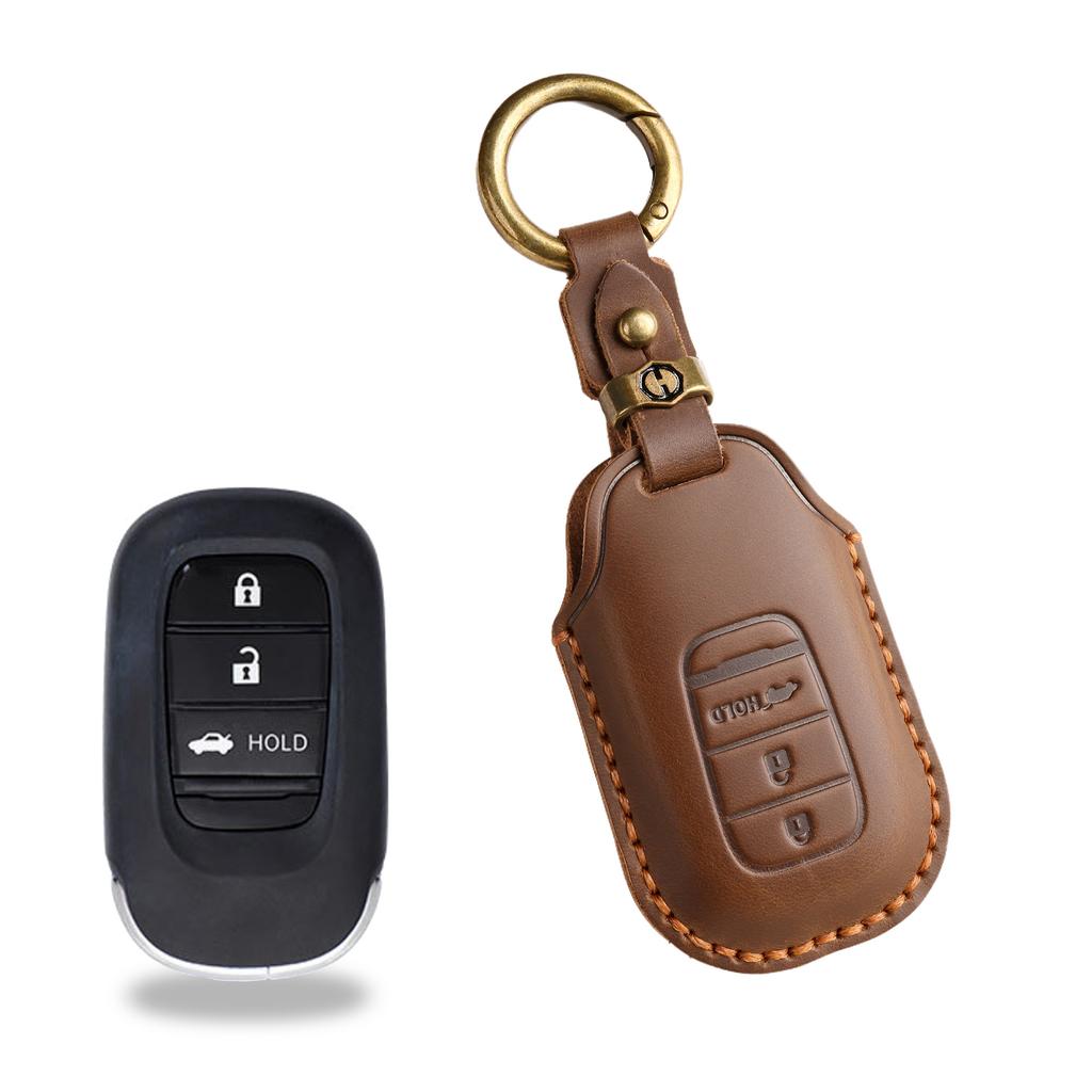 The New Retro Key Cover Is Suitable for The New Honda Accord Civic Handmade Leather Car Keychain.