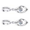 1 Pair Women White Gold Earrings Simple Zircon Hinged Dangle Drop Earrings for Balls Dates Parties Birthdays