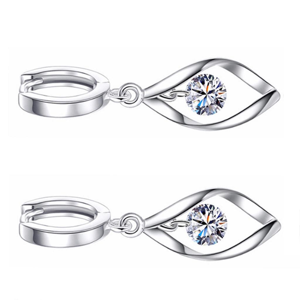 1 Pair Women White Gold Earrings Simple Zircon Hinged Dangle Drop Earrings for Balls Dates Parties Birthdays