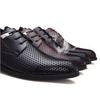 Fashion New Summer Genuine Leather Men Oxford Shoes British Style Pointed Toe Hollow Breathable Black Leather Men Dress Shoes