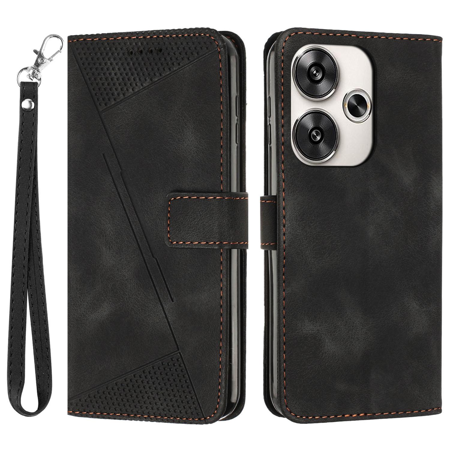 

For Xiaomi Redmi Turbo 3 5G/Poco F6 5G PU Leather Stand Phone Case Imprinted Pattern Phone Cover with Stand Black