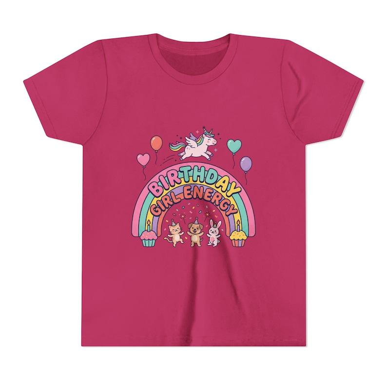 Birthday Girl Energy Toddler Tee | Unicorn Rainbow Balloons 110