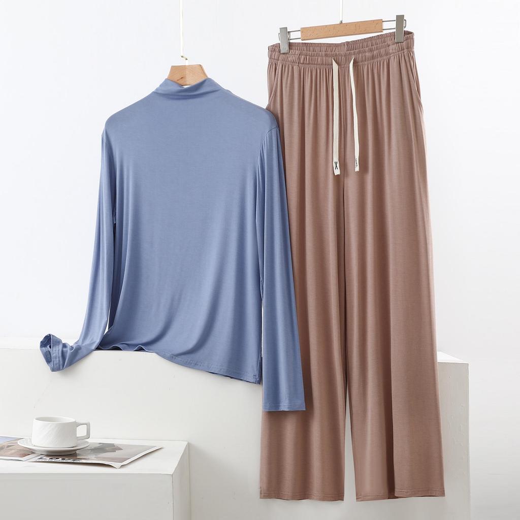 Damen Hochhals Langarm Pyjama-Set mit Schulterschutz - Weich, Glatt, Große Größen Sommer Nachtwäsche