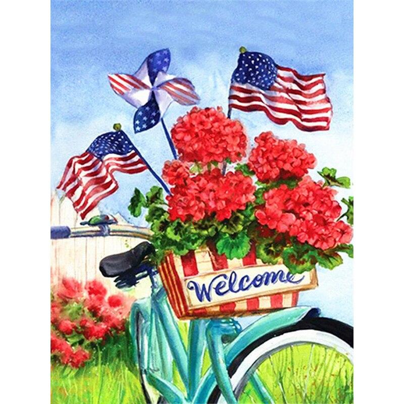 New 5D DIY Diamond Painting Flag Diamond Embroidery Flowers Scenery Cross Stitch Full Round Drill Home Decor Manual Gift