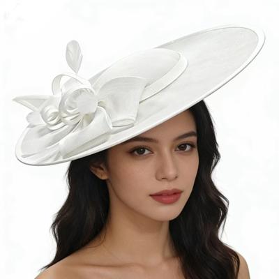 Vintage Women Fascinator Hats Wide Brim Church Hats Fashion Derby Hat for Cocktail Party