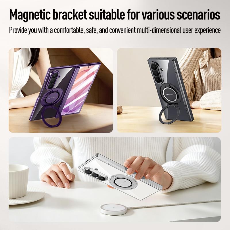 Custodia con Cavalletto Magnetico Rotante a 360° per Samsung Z Fold 8 Ultra Vetro Temperato per Anello di Supporto con Assale Magsafe Copertura