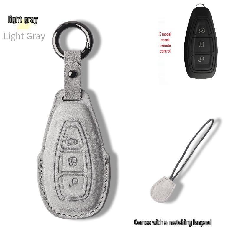 Genuine Leather Key Case for 2017-18 Ford Explorer/Mustang with Suede Buckle