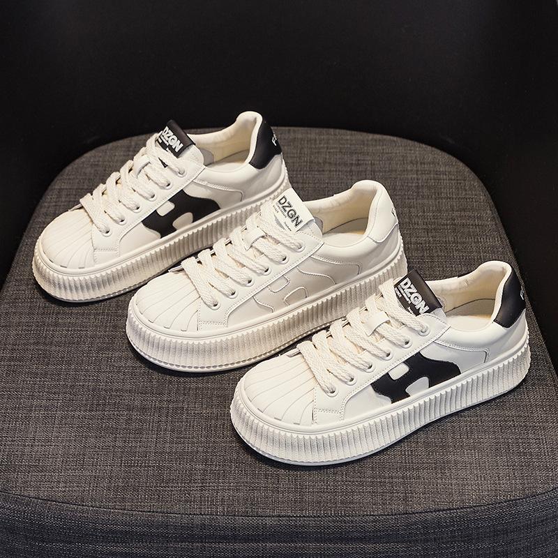 Little white shoes women's autumn and winter new shell head platform biscuit shoes versatile four seasons sports style casual board shoes flat shoes