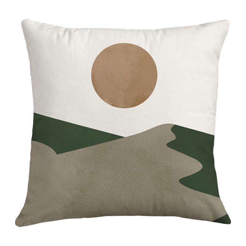 Geometric Nordic-Style Green Throw Pillow Cover for Artistic Living Room Decor