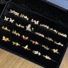 Gradually Change Colored Butterflies Stacked Wearing Retro Court Style Personality Ring Women's Niche High Sense Fashion New Index Finger Ring