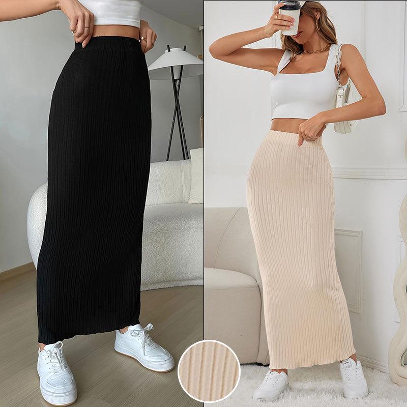 

European & American Women s High-End Elastic Waist Hip-Wrapping Skirt - Spring & Autumn French Style XS темно-сірий колір