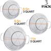 3 Pack 18/8 Stainless Steel Colander Sieves(5-Quart, 4-Quart and 3-Quart), Mesh Strainer Net Baskets with Handles & Resting Base for Strain, Drain,