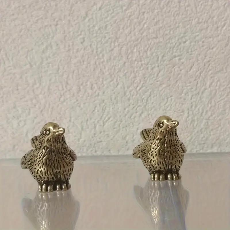 2pcs Small Brass Sparrow Ornaments, Bronze Sparrow Sculpture, Brass Bird Statue, Office Tea Set Table Home Decoration Ornaments