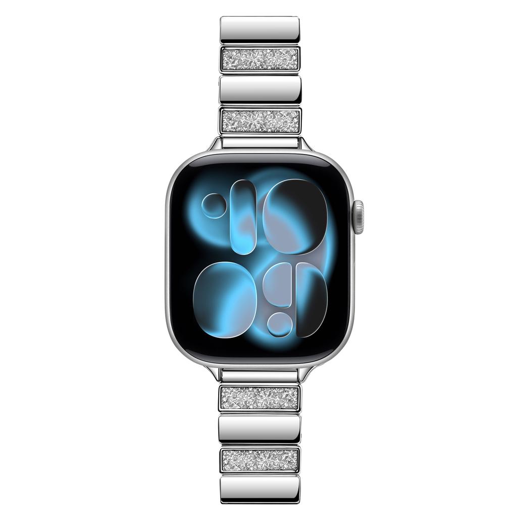 Rhinestone Piano Link Metal Watch Band, Luxury Strap for Apple Watch Series 1-11 38/40/41/42/44/45/46/49mm, Women Replacement Wristband