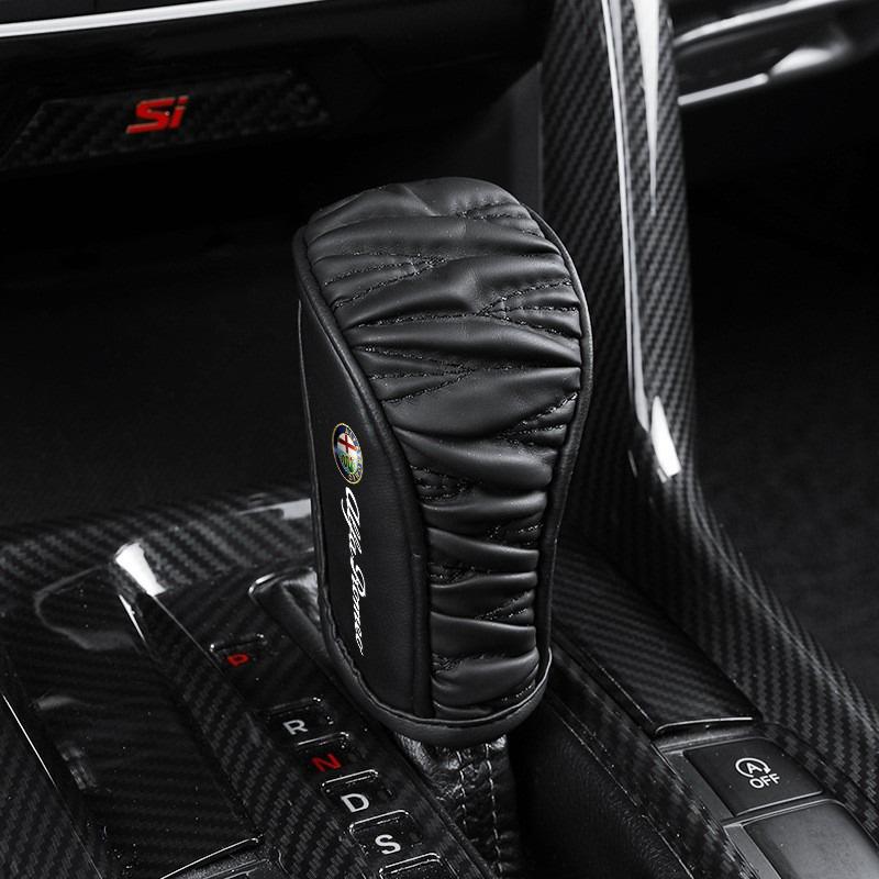 

Leather Car Shift Handle Cover Center Control Gear Shift Cover For Alfa Romeo Giulia Stelvio Giulietta 156 159 147 Mito Tonale