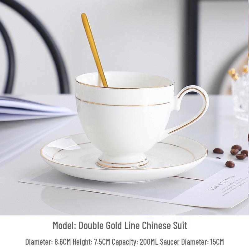 Europejski Luksusowy Zestaw Ceramicznych Filiżanek do Kawy ze Złotym Brzegiem